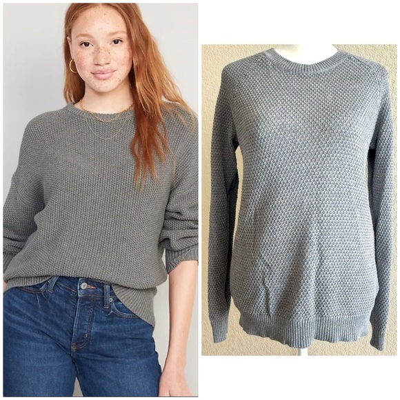 Old Navy Sweaters - Old Navy Textured Waffle-Knit Sweater – Gray – Women’s Small